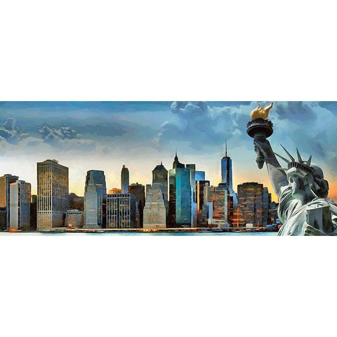 My lovely New York XL Gold Ornate Wood Framed Art Print with Double Matting by Medeiros, Celito