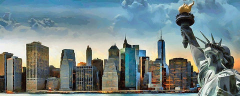 My lovely New York XL Black Ornate Wood Framed Art Print with Double Matting by Medeiros, Celito