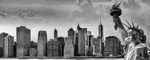 My lovely New York XL Black Ornate Wood Framed Art Print with Double Matting by Medeiros, Celito