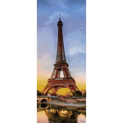 Eiffel Tower by Sunset II White Modern Wood Framed Art Print by Medeiros, Celito