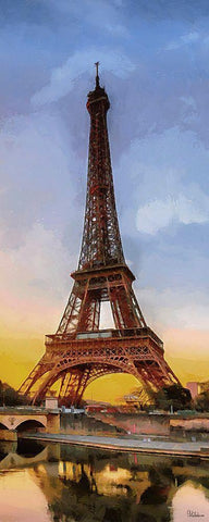 Eiffel Tower by Sunset II Black Ornate Wood Framed Art Print with Double Matting by Medeiros, Celito