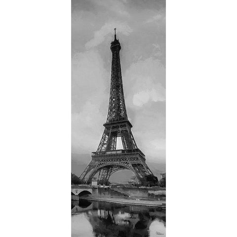 Eiffel Tower by Sunset II White Modern Wood Framed Art Print by Medeiros, Celito