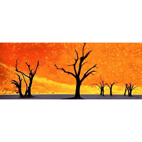 Trees without Life Gold Ornate Wood Framed Art Print with Double Matting by Medeiros, Celito