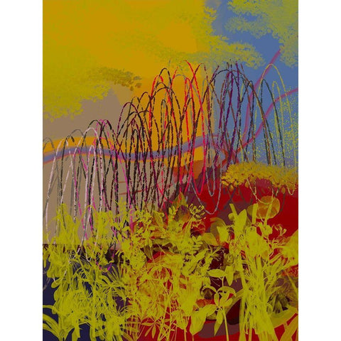 Floral Scribble I Black Modern Wood Framed Art Print with Double Matting by Grayscale