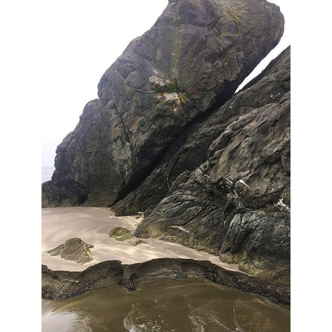 Haystack on Beach I Black Modern Wood Framed Art Print with Double Matting by Grayscale