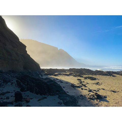 Foggy Beach III Black Modern Wood Framed Art Print with Double Matting by Grayscale