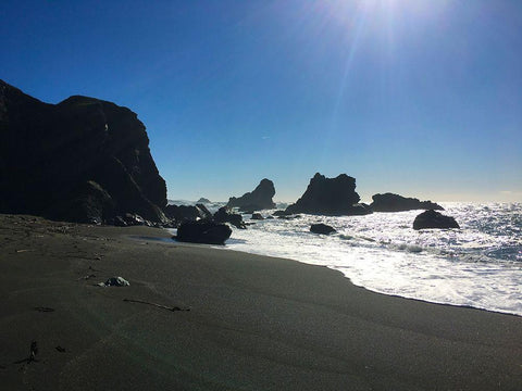 Sunny Beach I White Modern Wood Framed Art Print with Double Matting by Grayscale