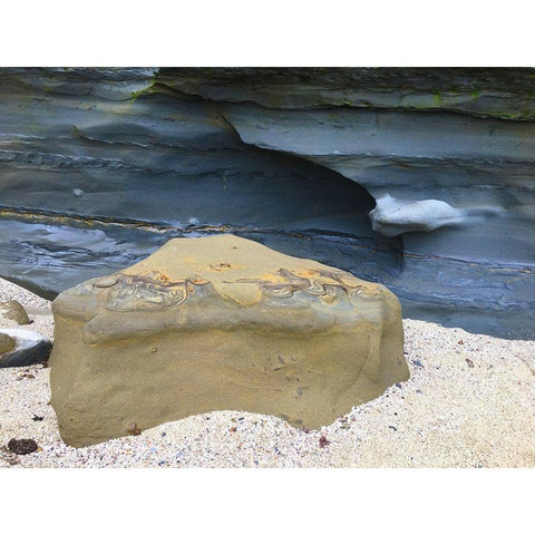 Beach Rocks I White Modern Wood Framed Art Print by Grayscale