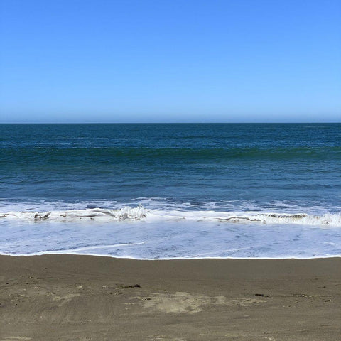 Blue Beach II White Modern Wood Framed Art Print by Grayscale