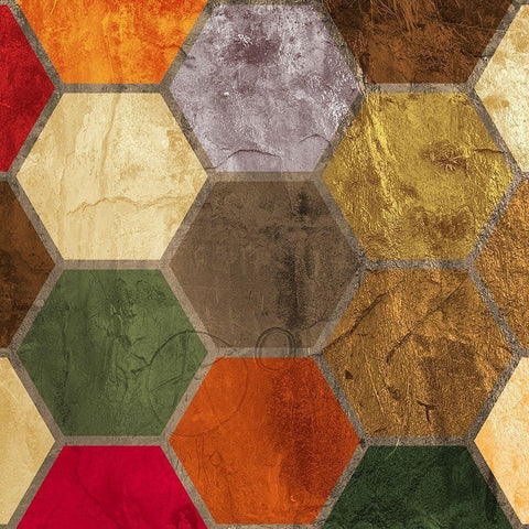 Hexagon Textures I White Modern Wood Framed Art Print with Double Matting by Grayscale