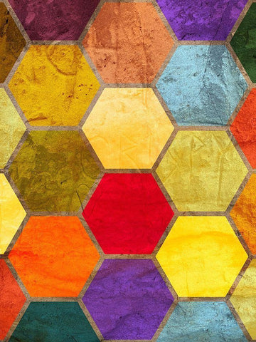 Hexagon Textures II White Modern Wood Framed Art Print with Double Matting by Grayscale