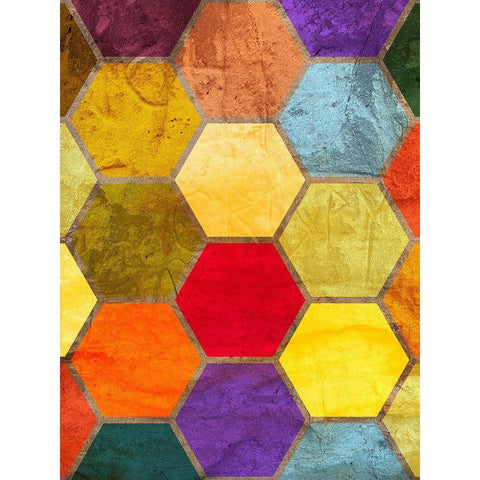 Hexagon Textures II Black Modern Wood Framed Art Print by Grayscale