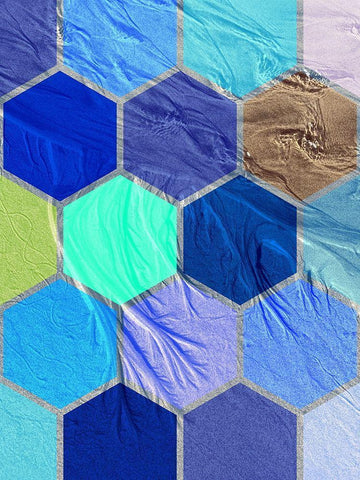 Hexagon Textures IV White Modern Wood Framed Art Print with Double Matting by Grayscale