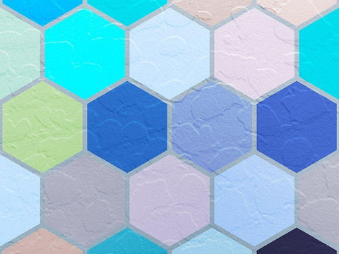 Hexagon Textures VII White Modern Wood Framed Art Print with Double Matting by Grayscale
