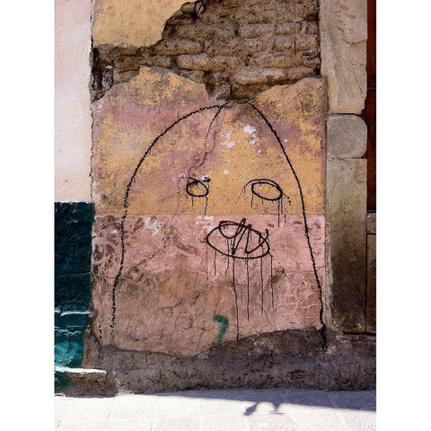 Wall Face I Gold Ornate Wood Framed Art Print with Double Matting by Grayscale