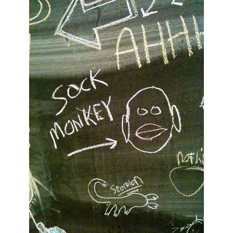 Sock Monkey White Modern Wood Framed Art Print by Grayscale