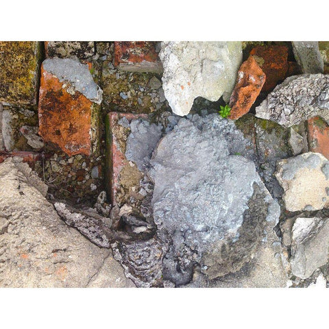 Old Brick Wall I Black Modern Wood Framed Art Print with Double Matting by Grayscale