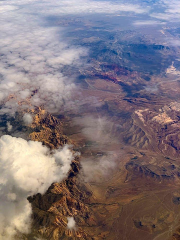 Las Vegas Mountains Black Ornate Wood Framed Art Print with Double Matting by Grayscale