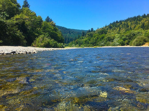 River View I White Modern Wood Framed Art Print with Double Matting by Grayscale