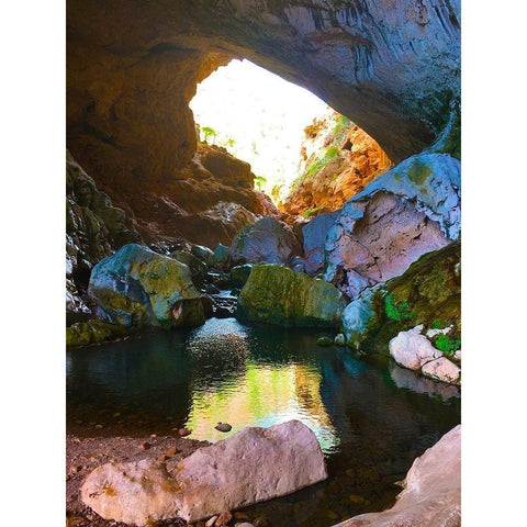 Natural Bridge II White Modern Wood Framed Art Print by Grayscale