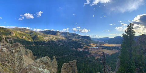 Mountain Valley I Black Ornate Wood Framed Art Print with Double Matting by Grayscale