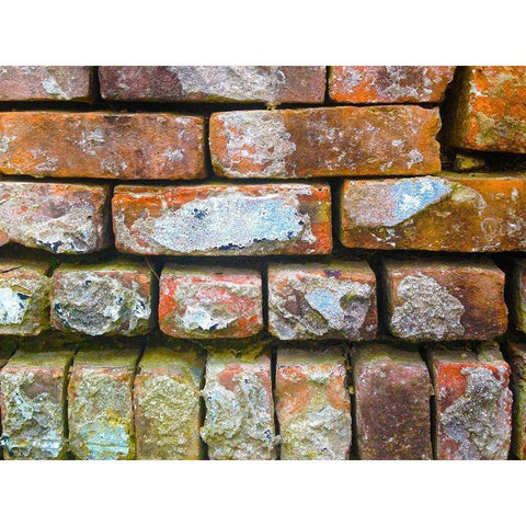 Brick Wall I Black Modern Wood Framed Art Print with Double Matting by Grayscale