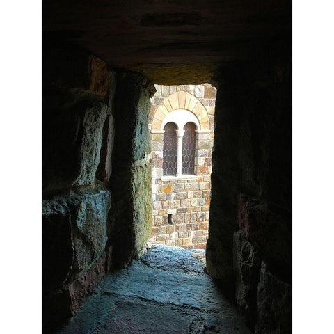 Dark Path I Black Modern Wood Framed Art Print with Double Matting by Grayscale