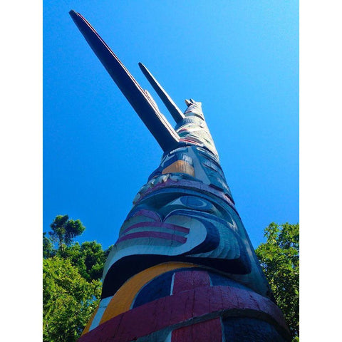 Totem Pole I Black Modern Wood Framed Art Print by Grayscale