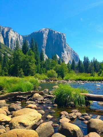 El Capitan II White Modern Wood Framed Art Print with Double Matting by Grayscale