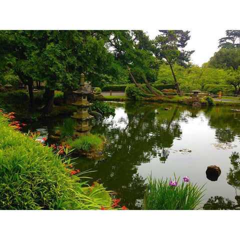 Pagoda Garden I White Modern Wood Framed Art Print by Grayscale