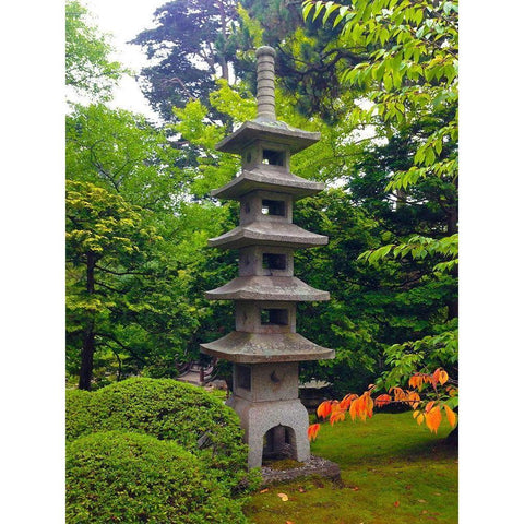 Pagoda Garden II Black Modern Wood Framed Art Print by Grayscale