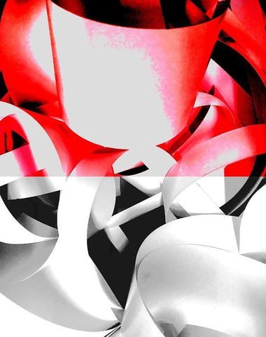 Intertwined: Red Divide White Modern Wood Framed Art Print with Double Matting by Tenoever, William