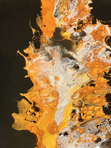 Gold Pour 3 White Modern Wood Framed Art Print with Double Matting by Tenoever, William