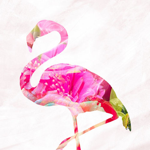 Flamingo Black Modern Wood Framed Art Print by Tenoever, William