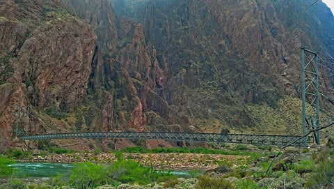 Grand Canyon 5: Silver Bridge Black Ornate Wood Framed Art Print with Double Matting by Popcorn