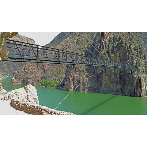 Grand Canyon 8: Black Bridge II Black Modern Wood Framed Art Print with Double Matting by Popcorn