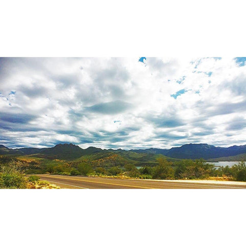 Bartlett Lake: Yellow Cliffs 2 White Modern Wood Framed Art Print by Popcorn