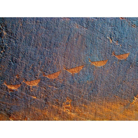 Petroglyphs I White Modern Wood Framed Art Print by Popcorn