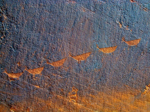 Petroglyphs I White Modern Wood Framed Art Print with Double Matting by Popcorn