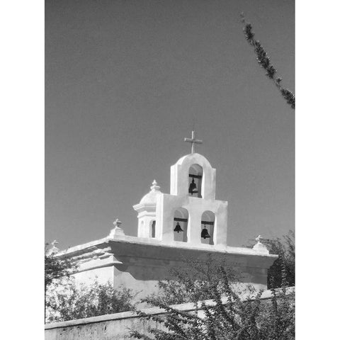San Xavier Del Bac IV BandW Black Modern Wood Framed Art Print with Double Matting by Popcorn