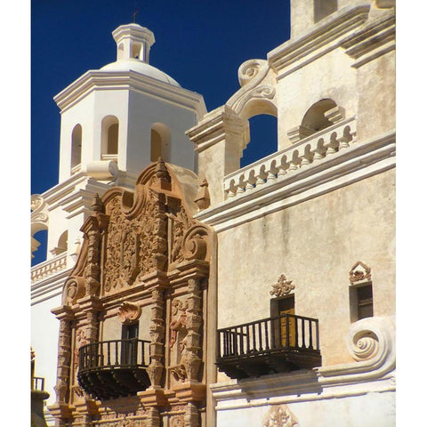 San Xavier Del Bac V Black Modern Wood Framed Art Print with Double Matting by Popcorn