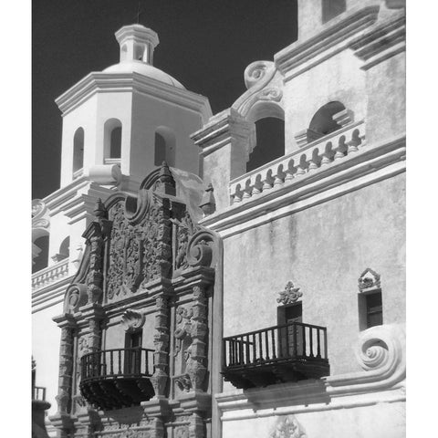 San Xavier Del Bac V BandW Black Modern Wood Framed Art Print by Popcorn