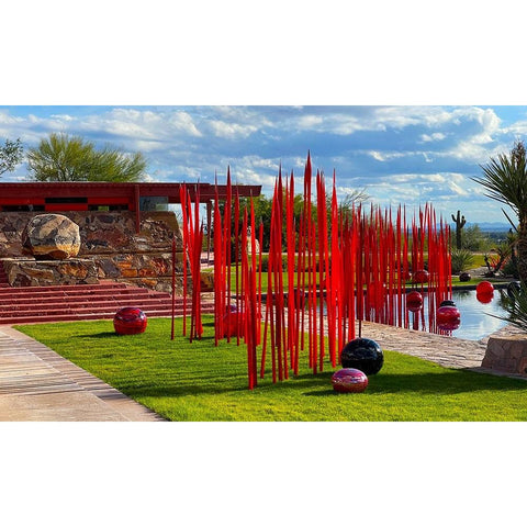 TaliesinWest/Chihuly3 Gold Ornate Wood Framed Art Print with Double Matting by Tenoever, William