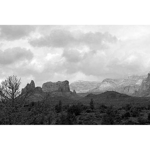 SedonaInWinter3:BAndW White Modern Wood Framed Art Print by Tenoever, William