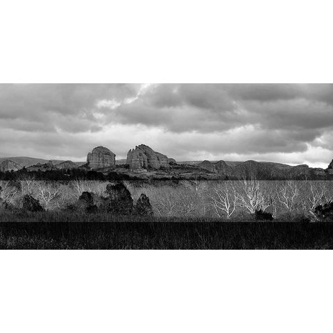 SedonaInWinter4b:BAndW White Modern Wood Framed Art Print by Tenoever, William