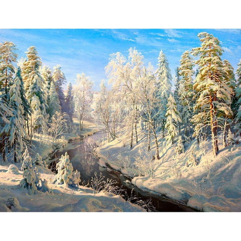 Hoarfrost White Modern Wood Framed Art Print by Basov, Sergej