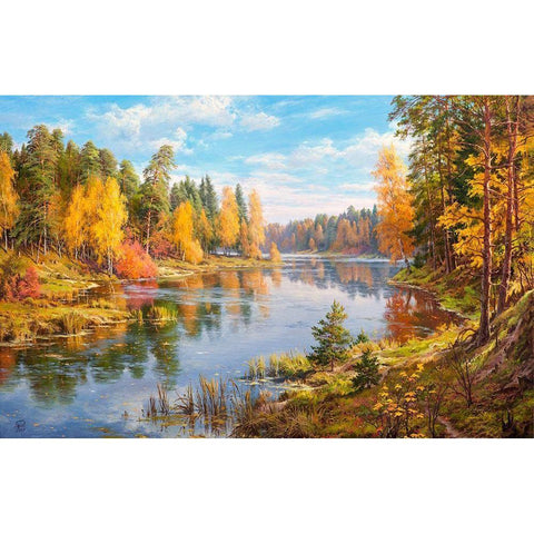 The gold of autumn Gold Ornate Wood Framed Art Print with Double Matting by Basov, Sergej