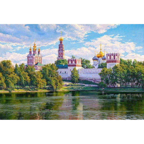 Novodevichy monastery 2 Gold Ornate Wood Framed Art Print with Double Matting by Basov, Sergej