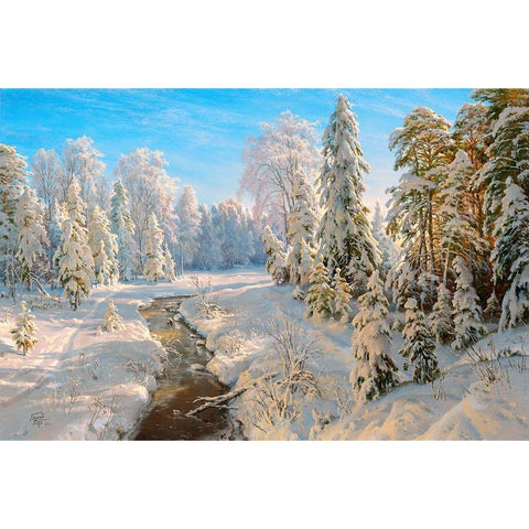 Hoarfrost 2 White Modern Wood Framed Art Print by Basov, Sergej