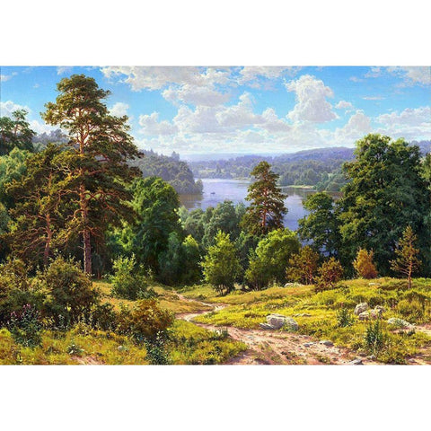The Landscape Black Modern Wood Framed Art Print with Double Matting by Basov, Sergej